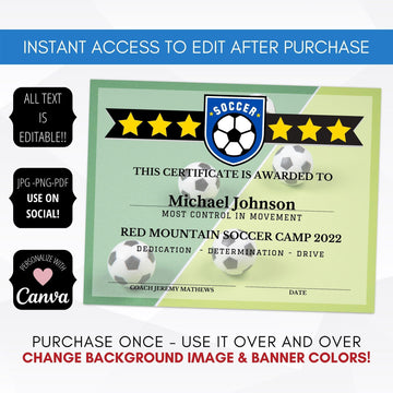 soccer certificate